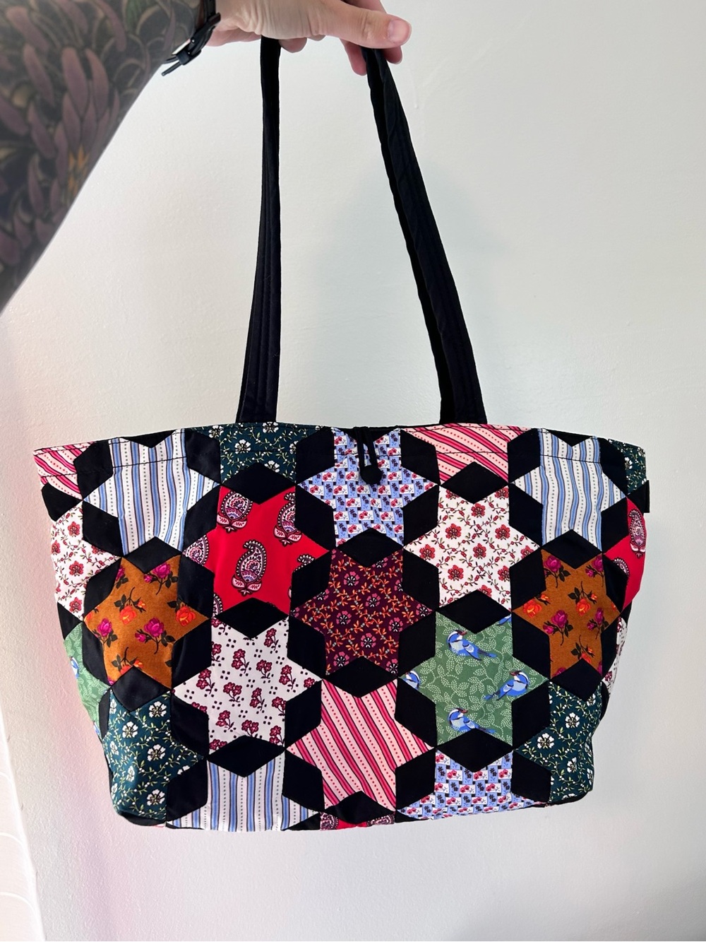 Vera Bradley Small Hathaway Tote Shoulder  Bag Quilted Star Patchwork Pattern